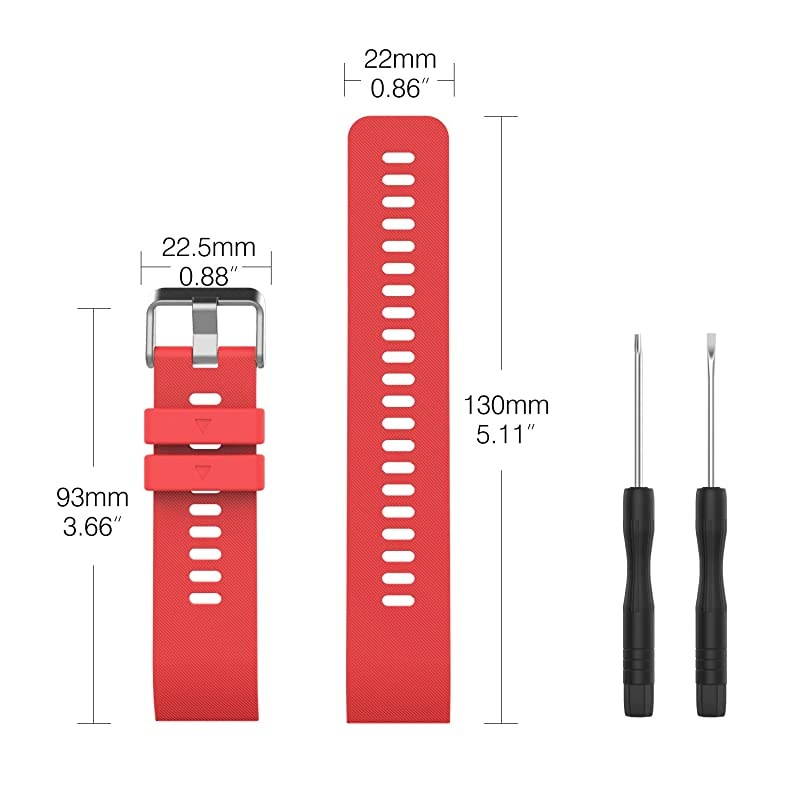 Compatible with Forerunner 35 Watch Band Soft Silicone Replacement Watch Band Sport Bracelet Strap with 6pcs Screws and 2pcs Screwdrivers for Forerunner 35 GPS Running Smart Watch Red