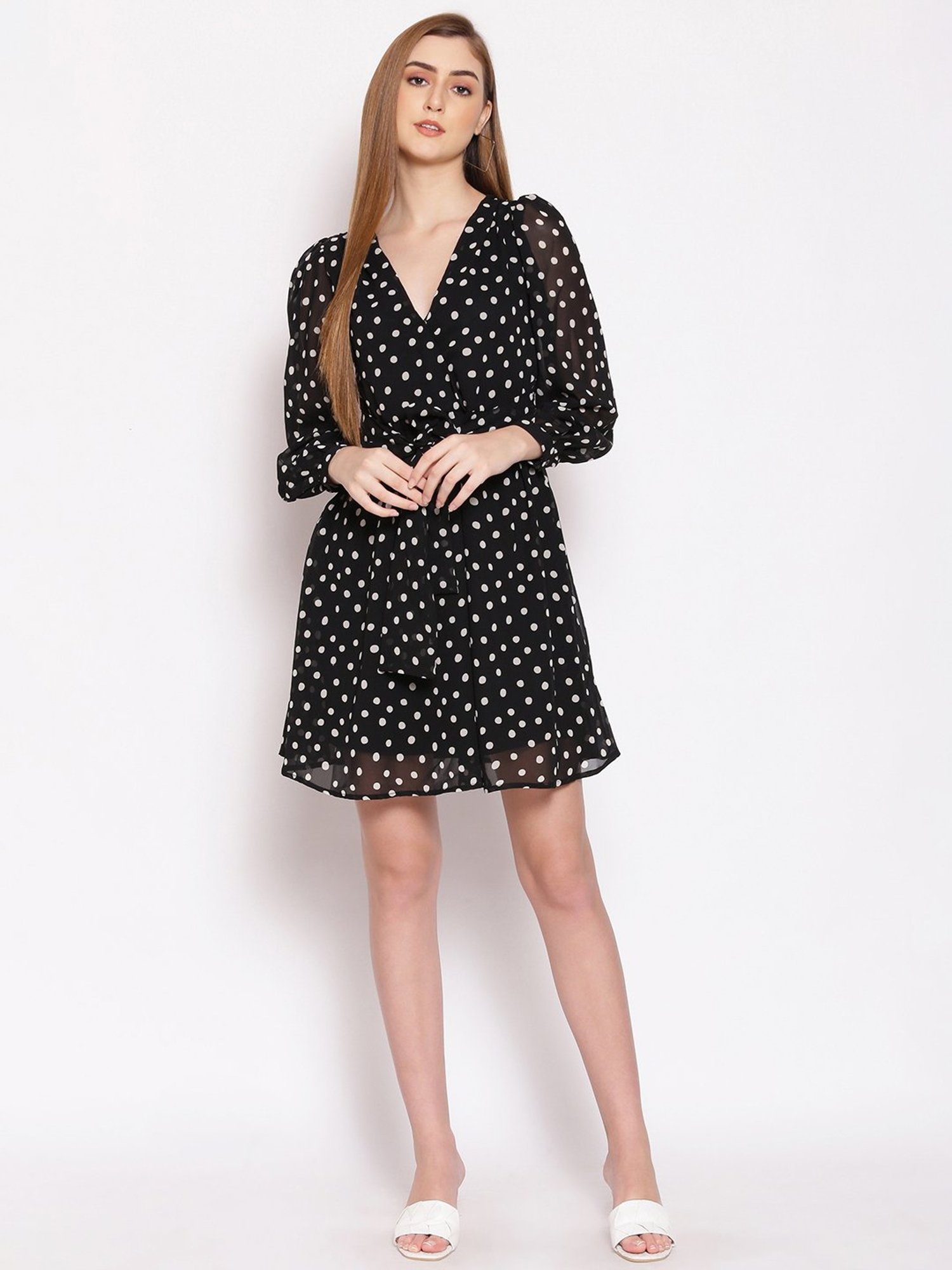 Oxolloxo Black Printed Wrap Dress