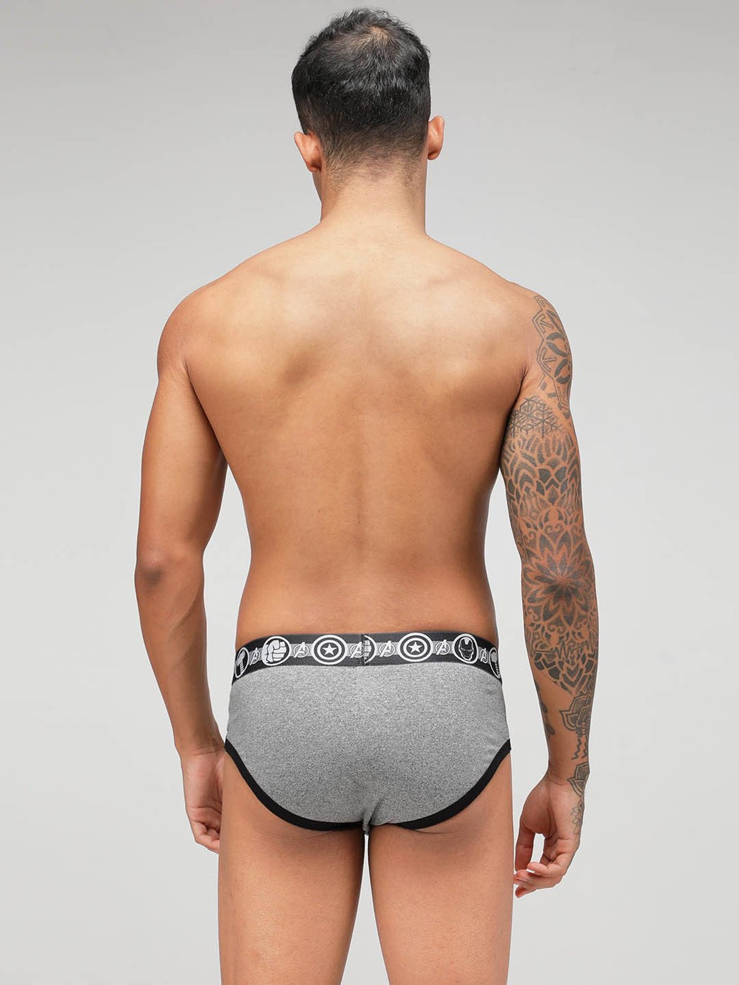 Zoiro Grey Jaspe & Black Regular Fit Briefs - Pack Of 2