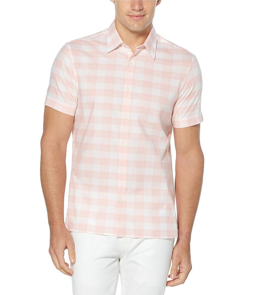 Perry Ellis Plaid Stretch Short-Sleeve Woven Shirt