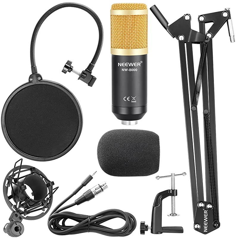 Professional Studio Condenser Microphone and Adjustable Suspension Scissor Arm Stand NW8000