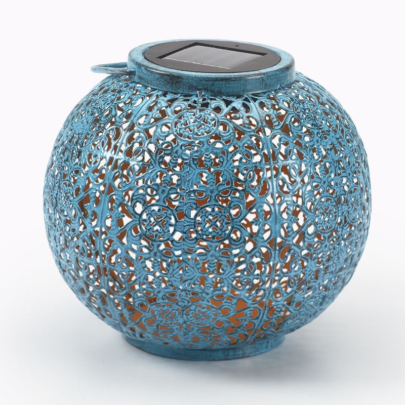 Riad 7" H Solar LED Outdoor Lantern - Blue - Smart Solar