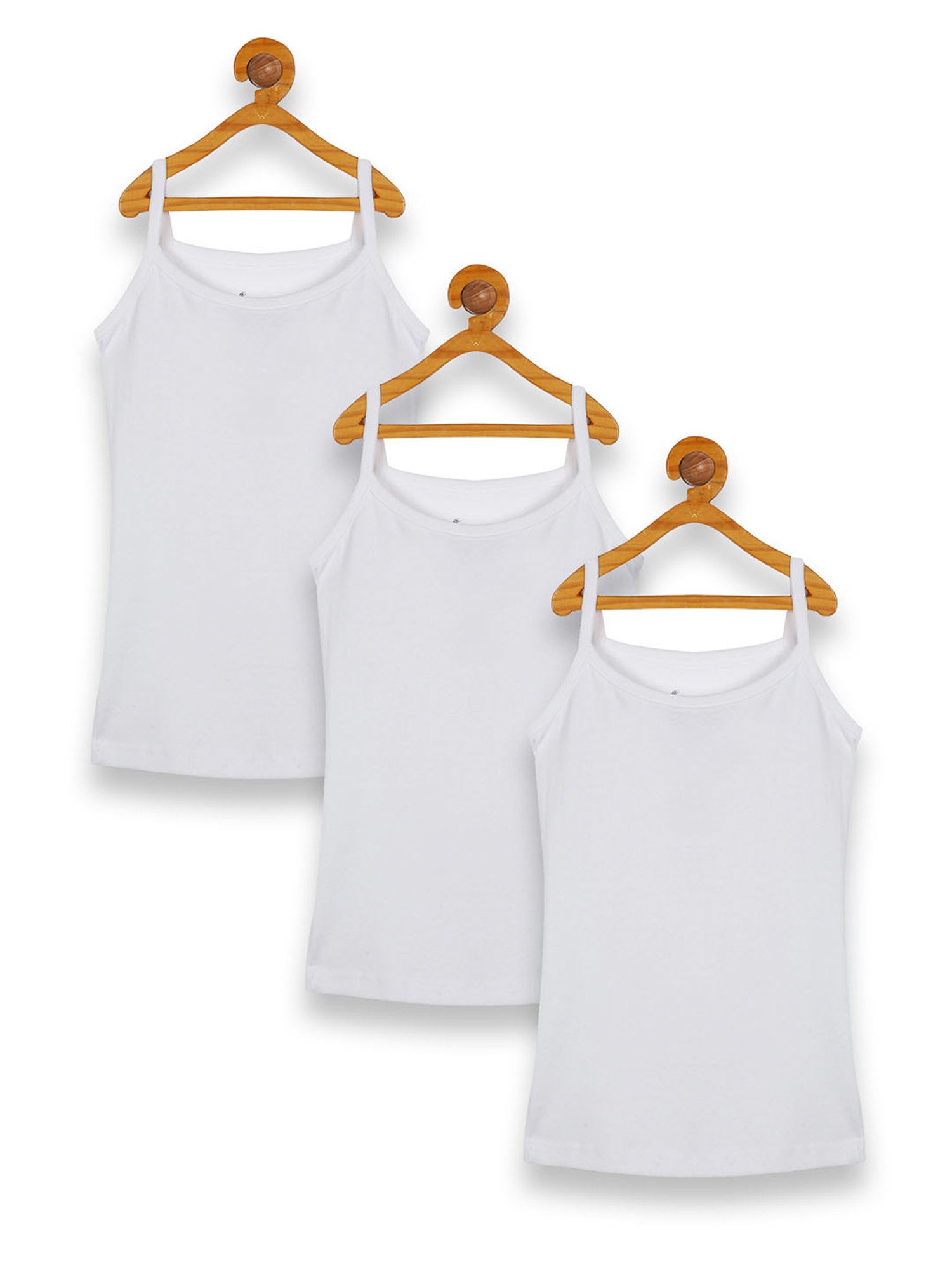 Kiddopanti Kids White Solid Tank Top (Pack Of 3)