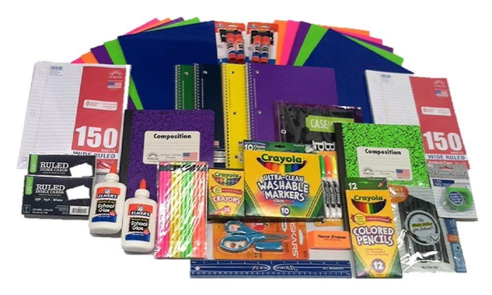 Ultimate Back To School Supplies Bundle-Paper, Pens, Markers, Crayons, Folders, Scissors, Glue, Ruler, Pencil Sharpener etc.
