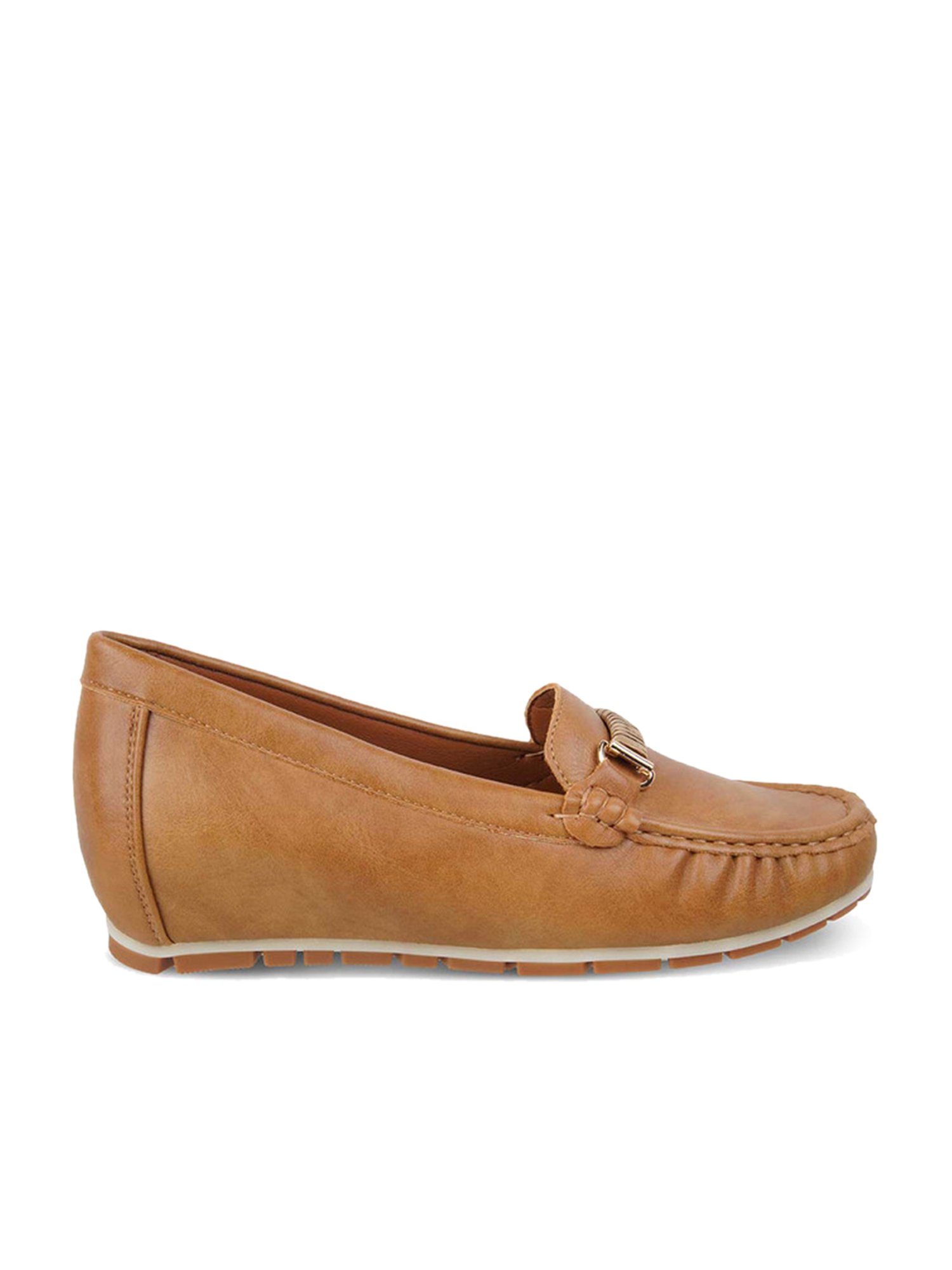 Tresmode Women's Camel Wedge Loafers