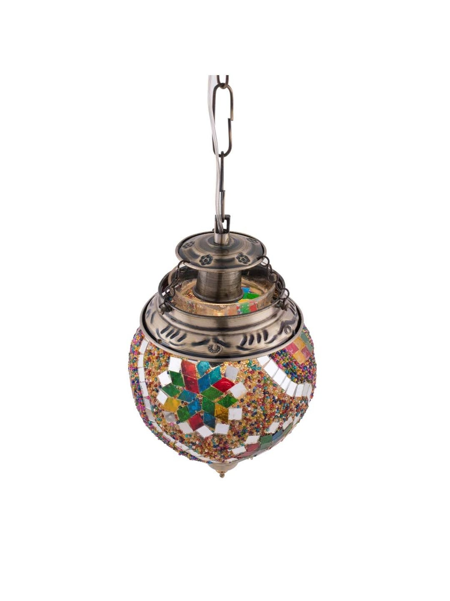 Homesake Antique Turkish Multicolor Metal Pendant Light - Set of 1 (Bulb not included)