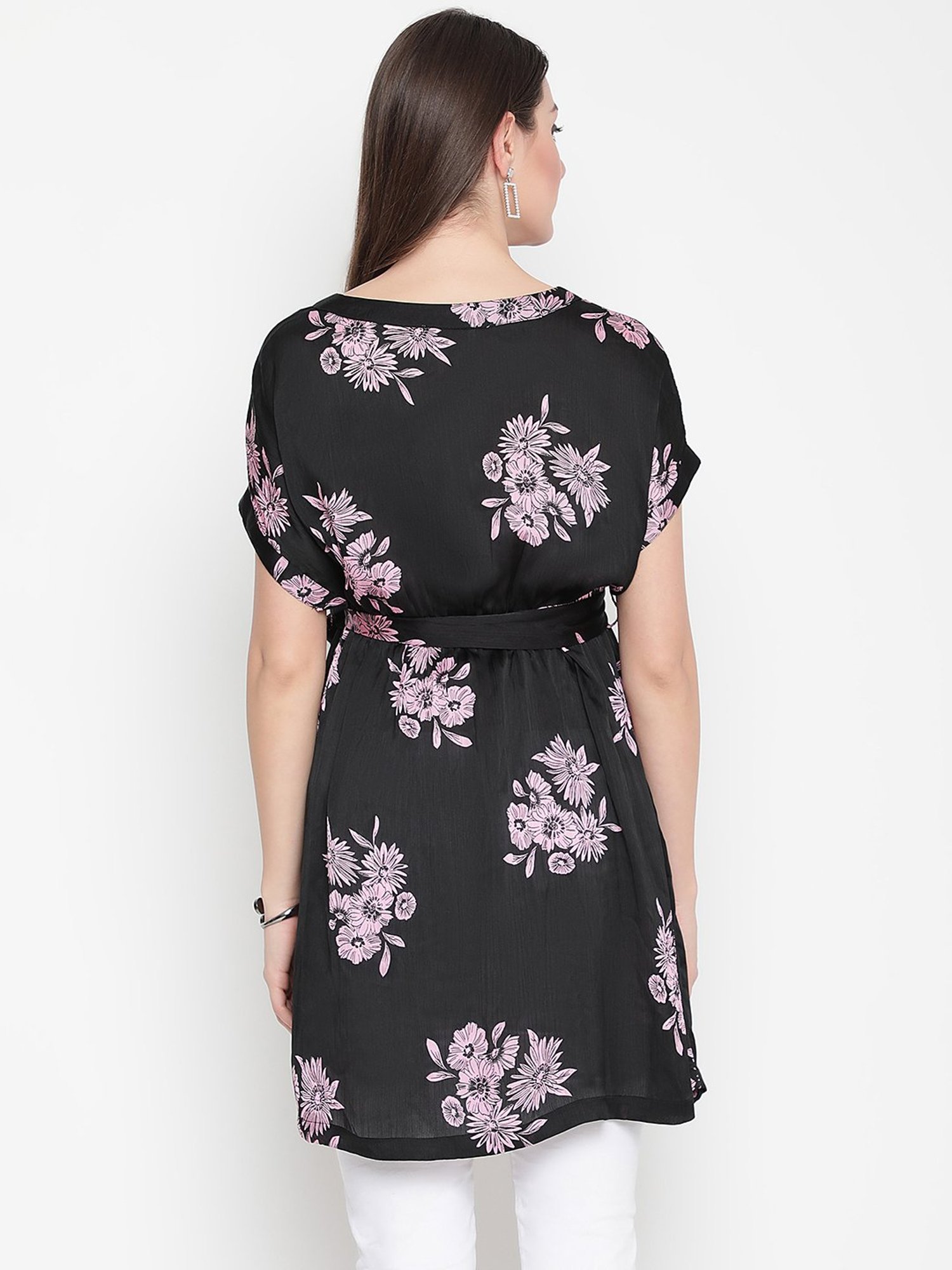 Oxolloxo Black Floral Print Maternity Tunic