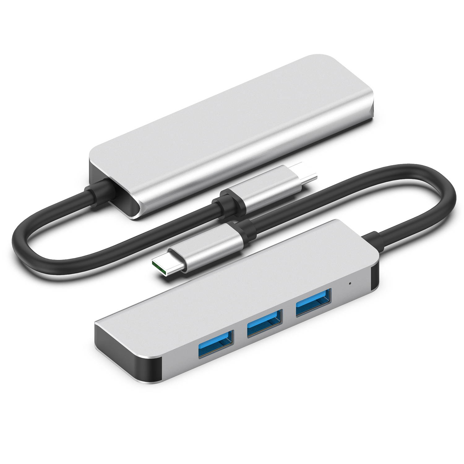 Computer USB converter 4 in 1 hub, HDMI Port Max 4K UHD 3840*2160@30HZ with  3 USB 3.0 Hub Ports up to 5Gbps for data syncing, Suitable for the Mac with TYPE C interface and mouse, card reader,etc.