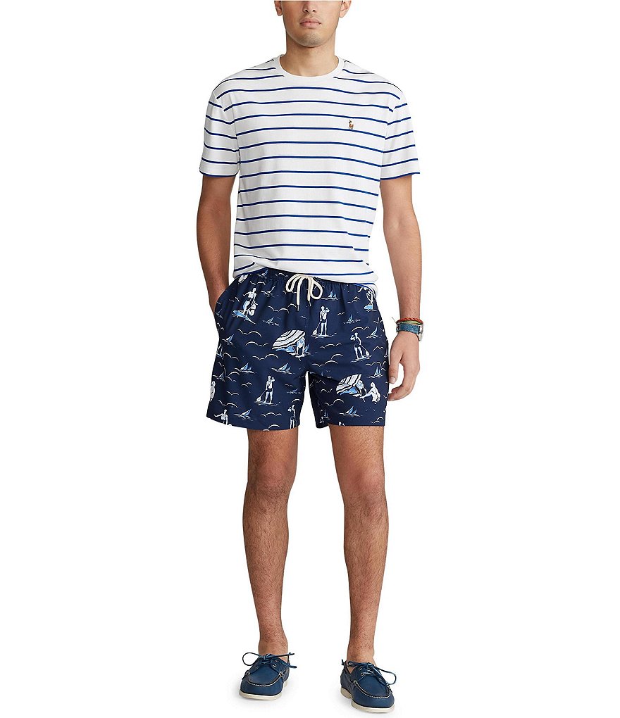 Polo Ralph Lauren Traveler Solid Blue 5 3/4#double; Inseam Swim Trunks