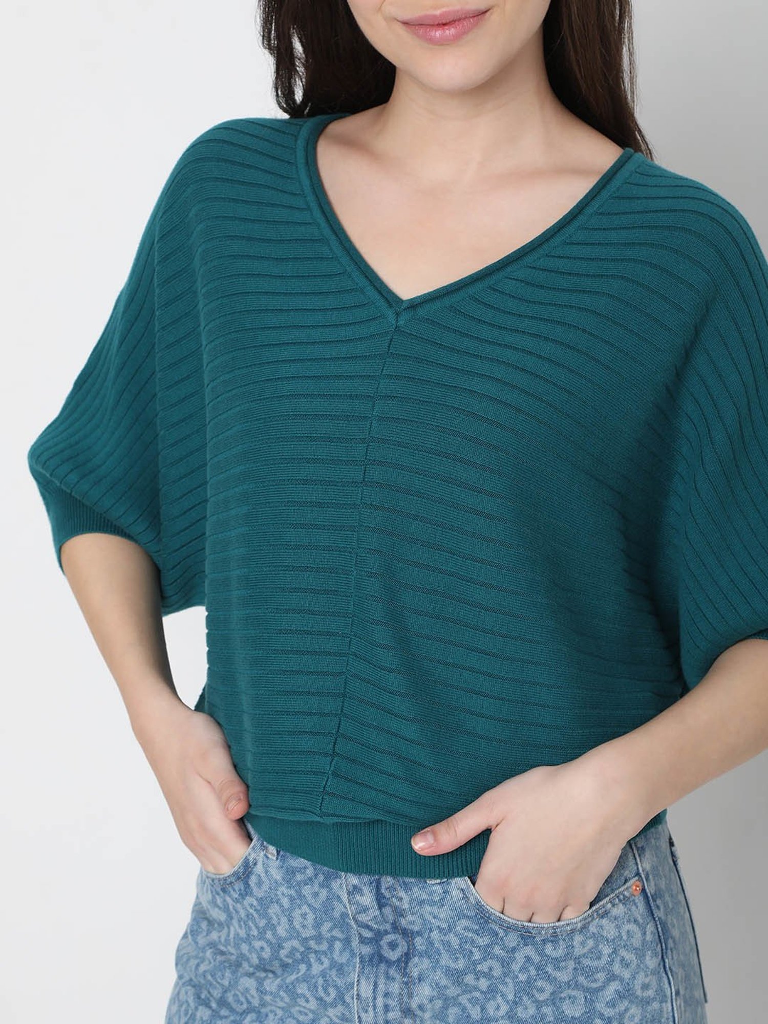 Vero Moda Green Regular Fit Sweater