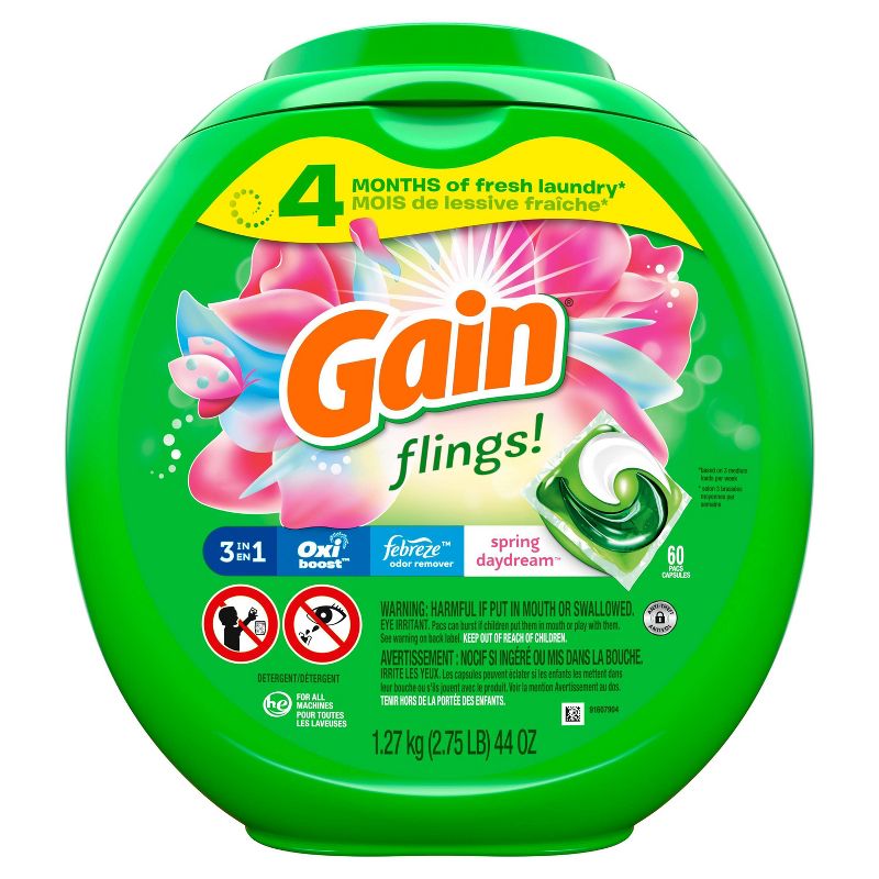 Gain flings! Spring Daydream Scent Liquid Laundry Detergent Pacs - 60ct