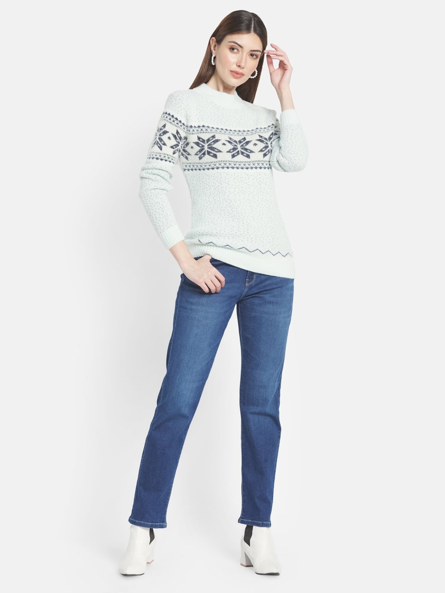 METTLE Mint Green Printed Pullover