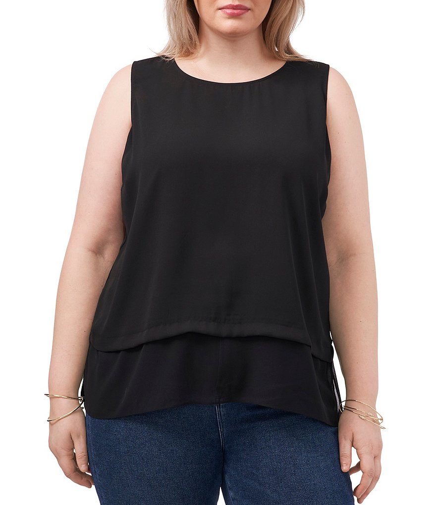 Bryn Walker Plus Size Pira Ponti Sleeveless Jewel Neck Oversized Tank