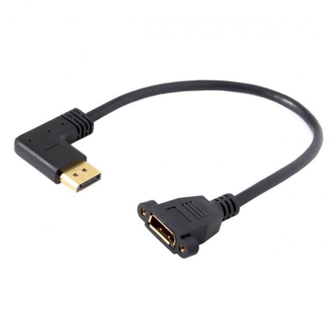 FVH DisplayPort Display Port Male to Female 90 Degree Right Down Angled Extension Cable DP-015-RI