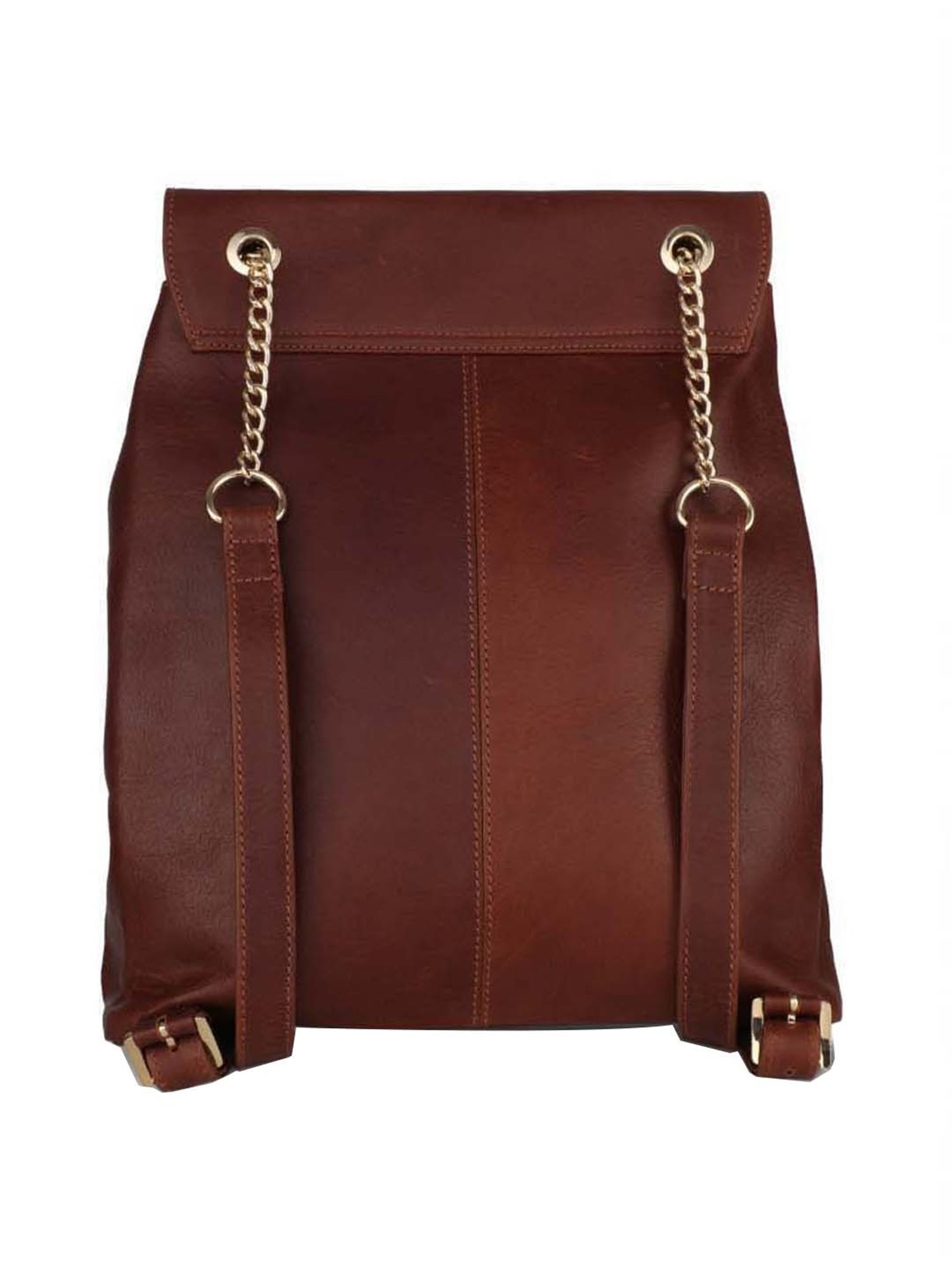 PELLE LUXUR Brown Leather Medium Backpack