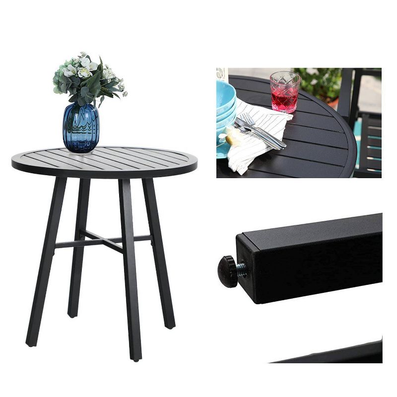 3pc Patio Conversation Set with Wicker Rattan Chairs with Cushions & Square Side Table - Captiva Designs