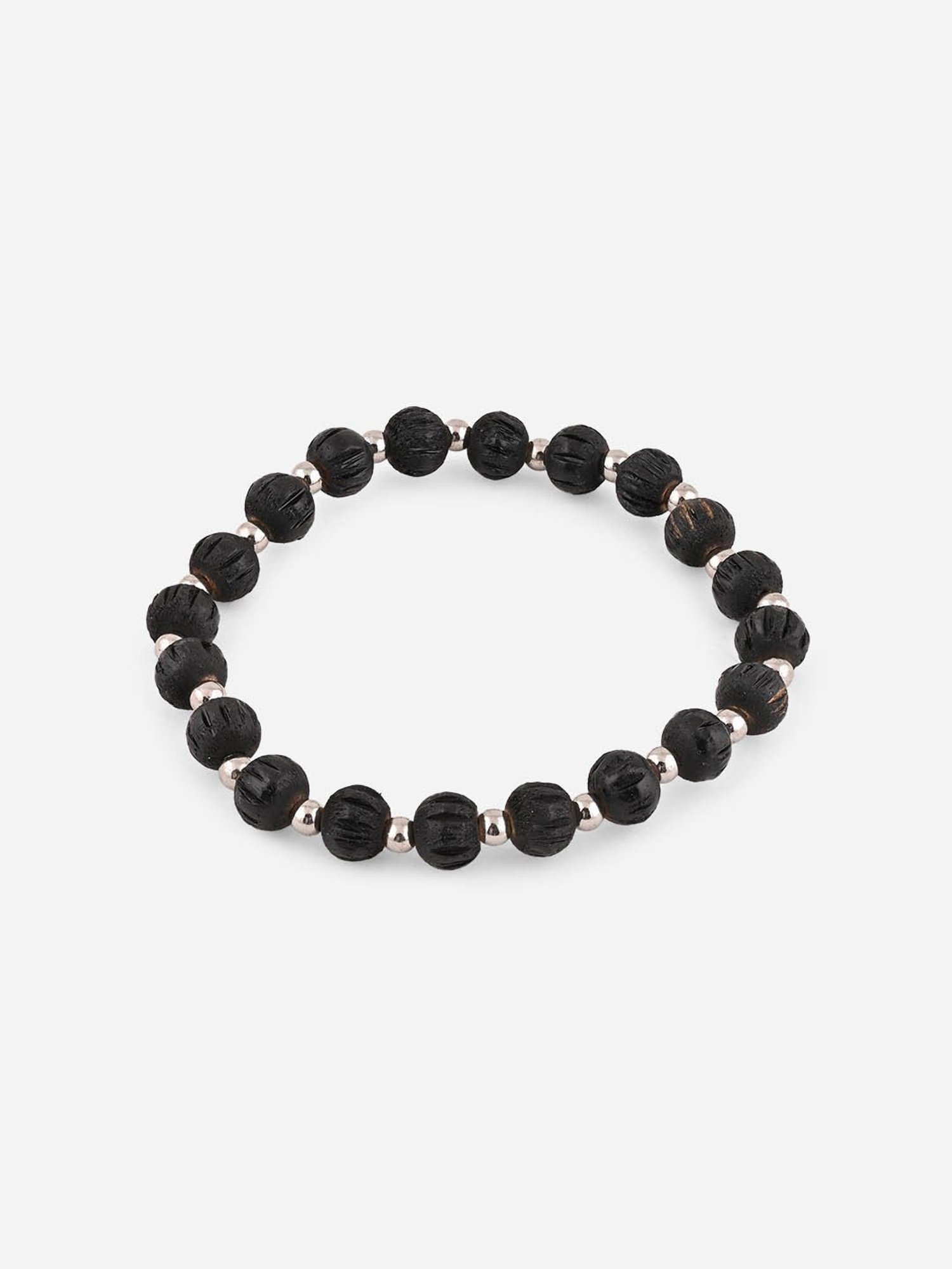 The Bro Code Silver Set of 4 Black Bold Skull Bracelet for Men