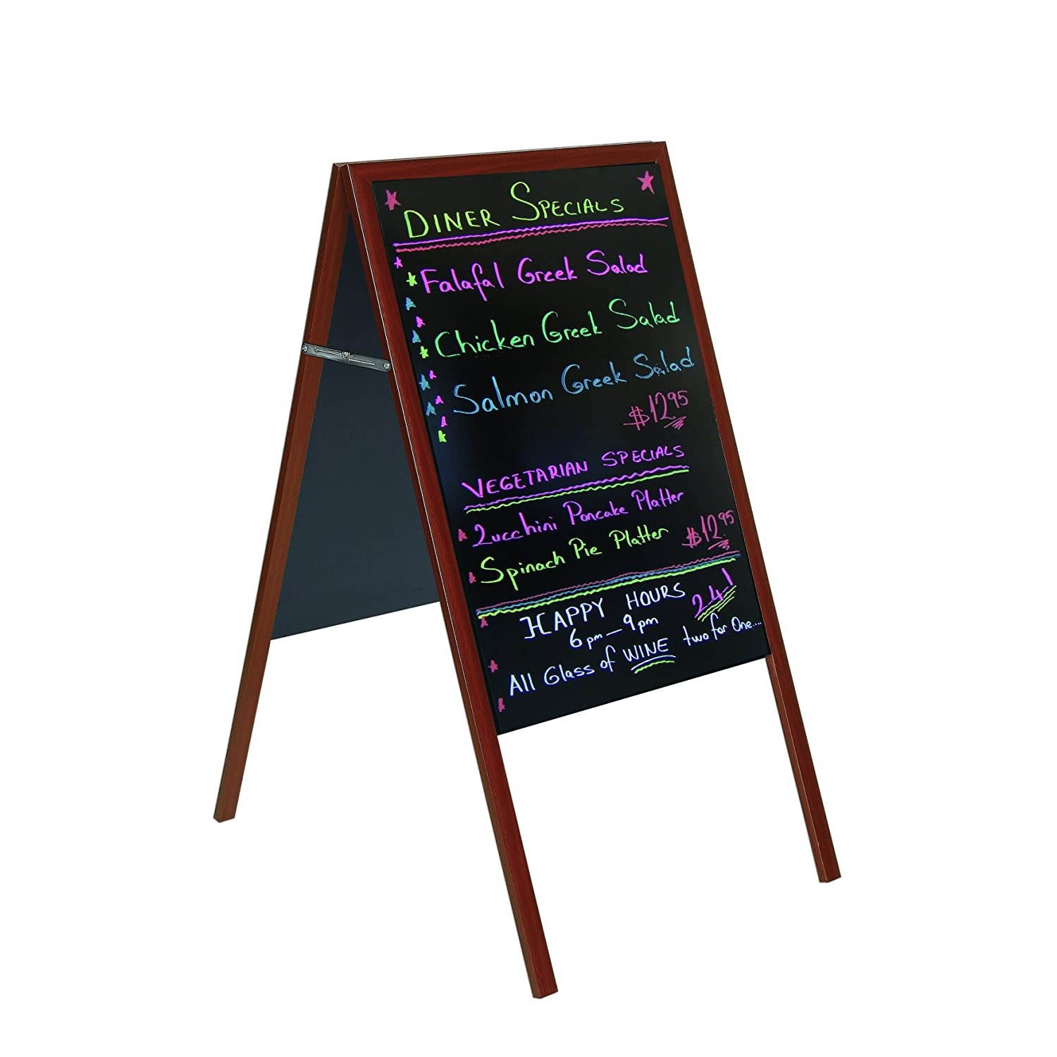 MasterVision Wet Erase Double Sided Sign Wood Board, Magnetic 21" x 33", Black with Cherry Finish