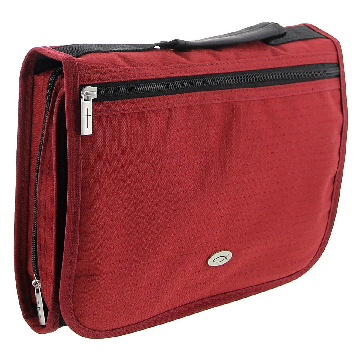 Three-Fold Textured Poly Bible Organizer (Medium, Maroon)