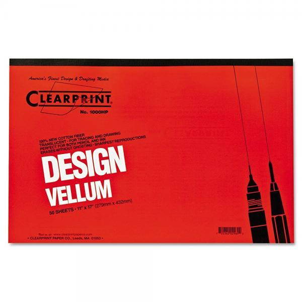 Clearprint 10001416 Design Vellum Paper, 16lb, White, 11 x 17, 50 Sheets/Pad (CHA10001416)