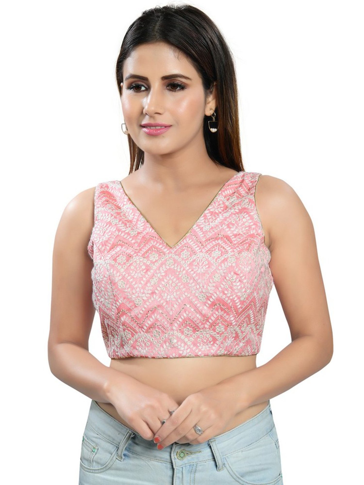 Salwar Studio Light Pink Embroidered Blouse