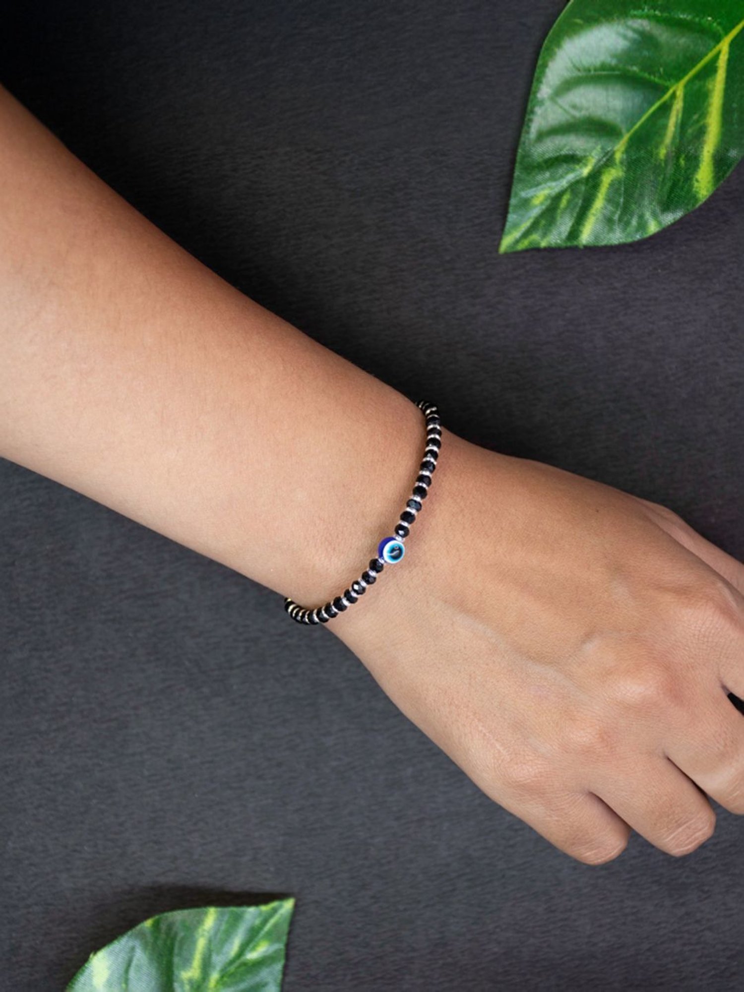 Arte Jewels 925 Sterling Silver Nazariya Evil Eye Bead Bracelet for Women & Girls