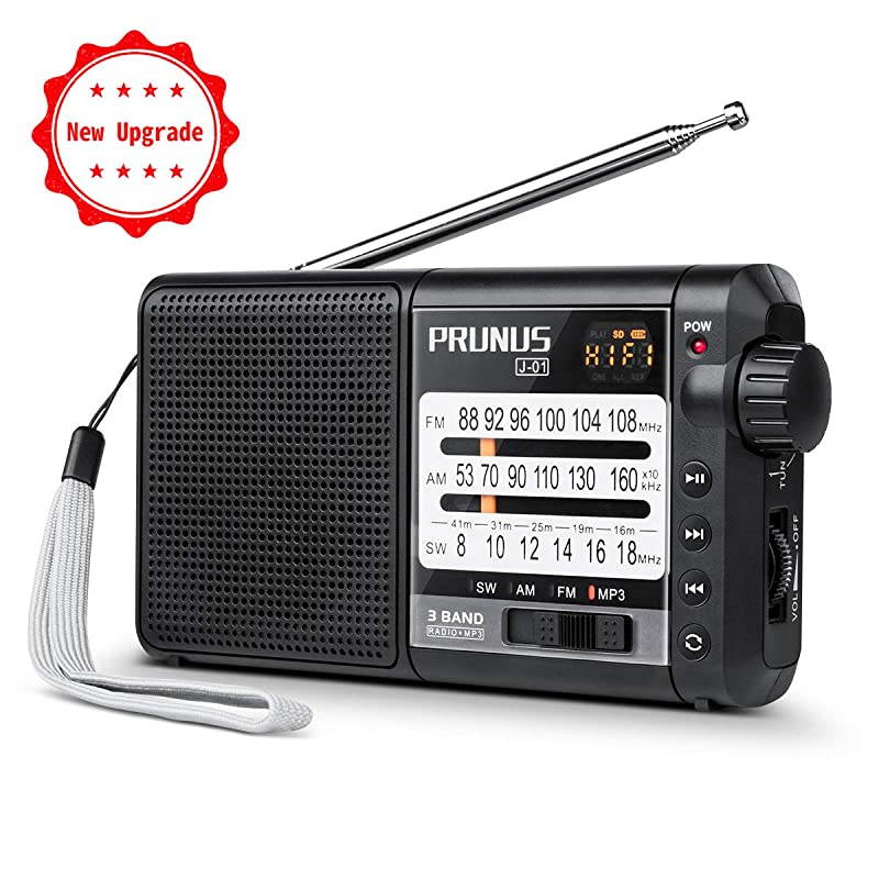 Upgraded Battery Operated Portable Radio AM FM Shortwave DSP Radio Analog Transistor Radio with Best Reception Supports MicroSD CardTF Card by