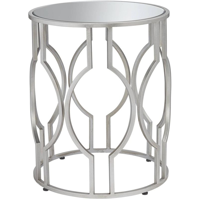 55 Downing Street Fara 20" Wide Silver and Mirrored Top Round End Table