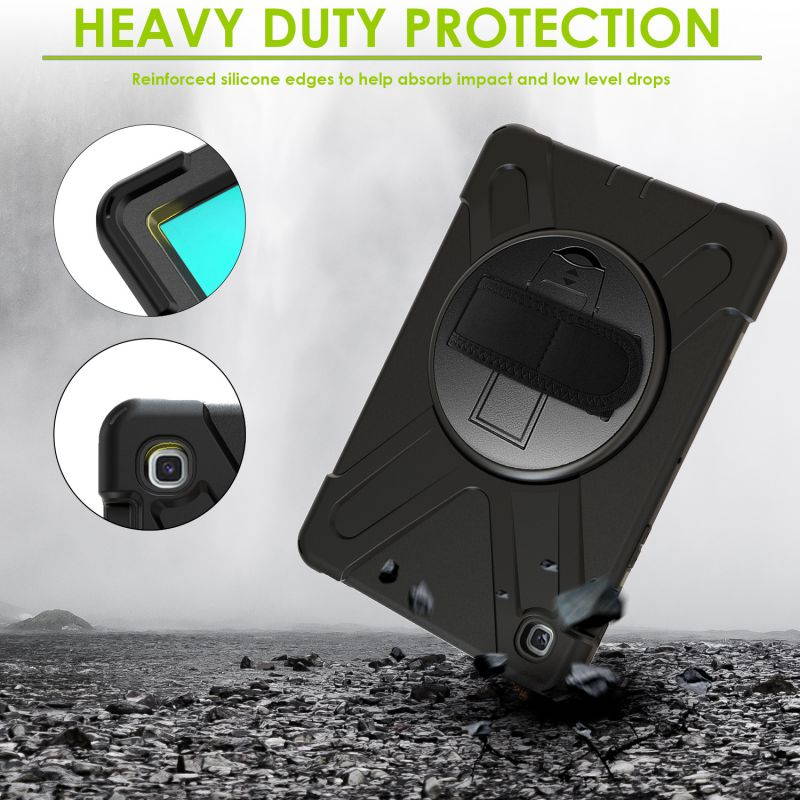 Galaxy Tab A 10.1 Case, Fits 2019 T510/T515 Shockproof Heavy Duty Shield Case Kickstand, Shoulder Strap Sling, Hand/Palm Strap For Samsung Galaxy Tab A 10.1 (2019) SM-T510 / SM-T515 (Red)