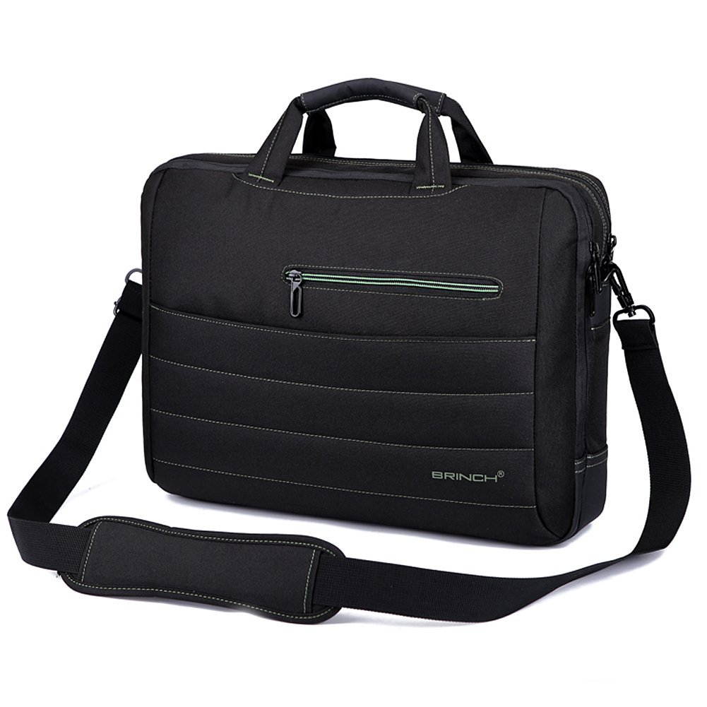 BRINCH 15.6 Inch Nylon Shockproof Carry Laptop Case Messenger Bag For 15 - 15.6 Inch Laptop / Notebook / MacBook / Ultrabook / Chromebook with Shoulder Strap Handles and Various Pockets,Black+Green