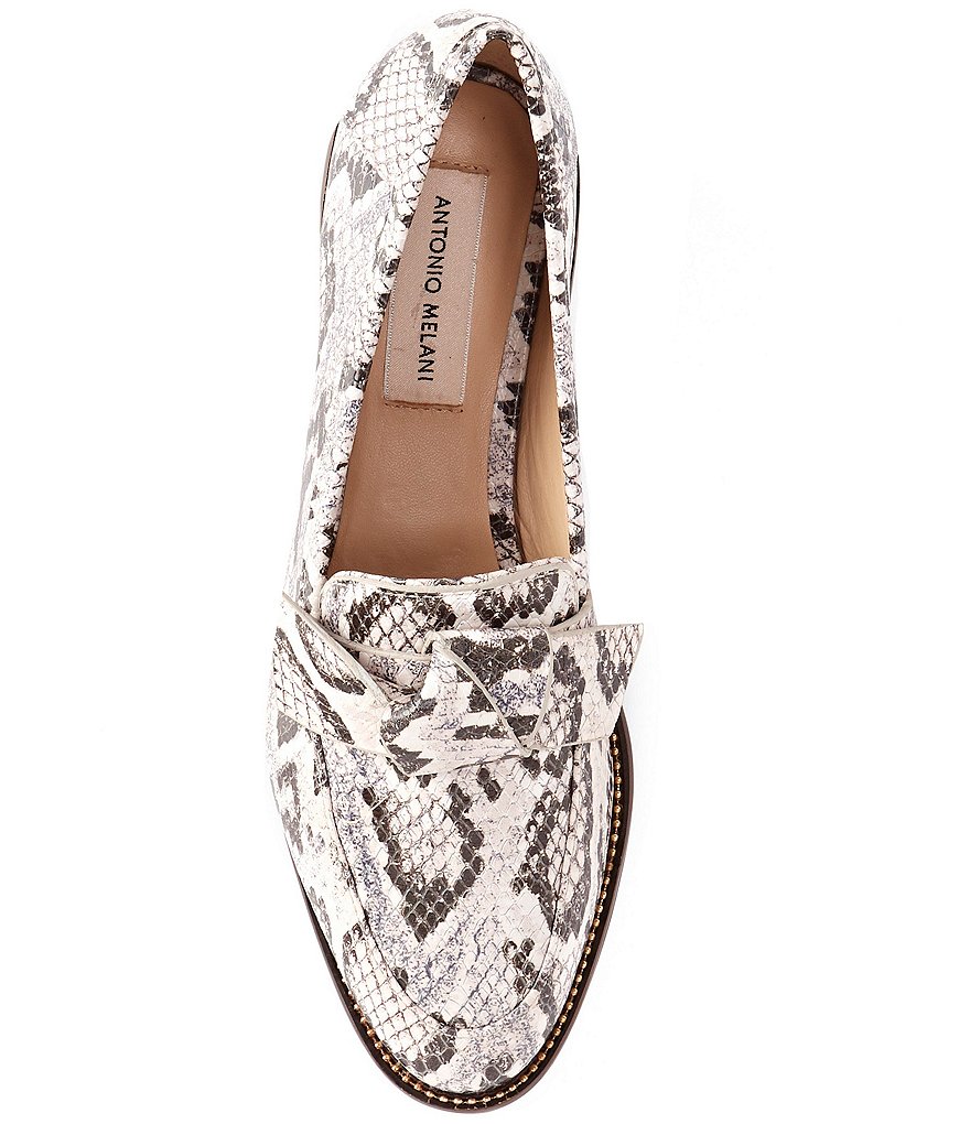 Antonio Melani Darleane Snake Print Leather Knotted Bow Loafers