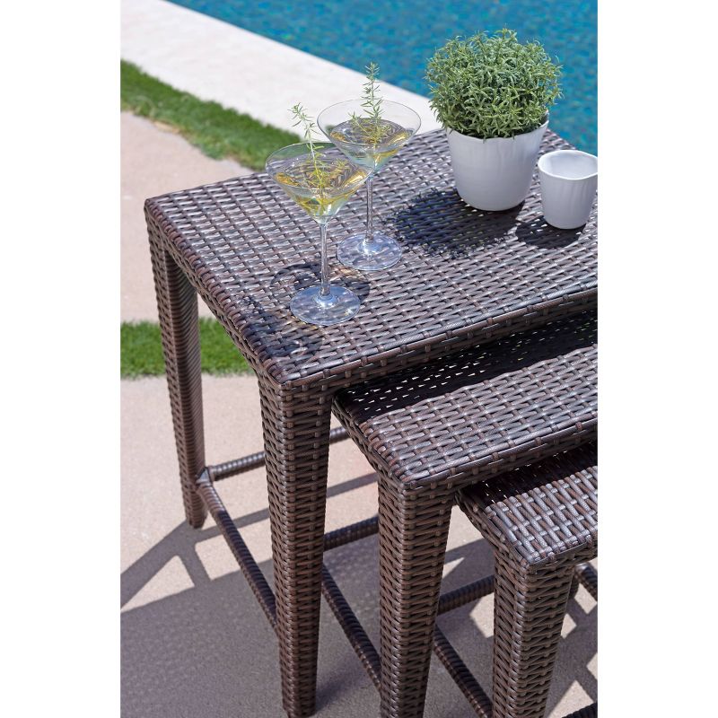 Sevan 3pc Outdoor Wicker Nesting Table Set - Brown - Coaster