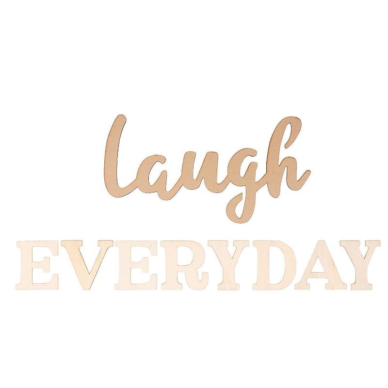 Genie Crafts Laugh Everyday, Unfinished Wood Letters Cutout Inspirational Quotes Wall Decor