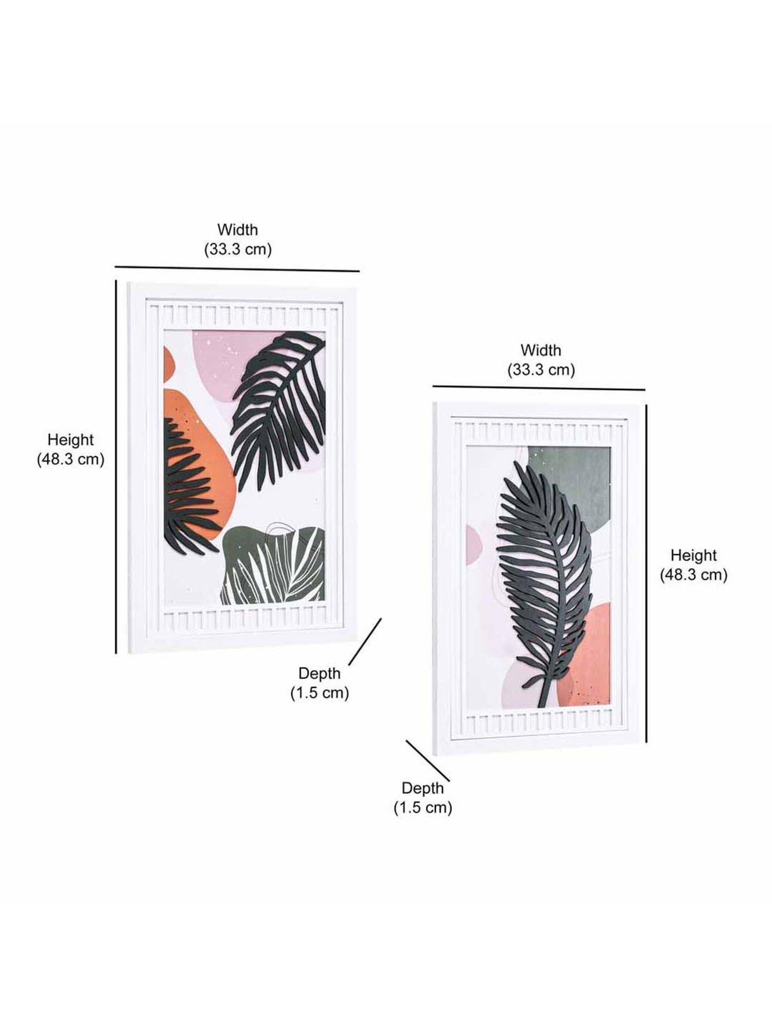 @Home Multicolor Mdf Foliage 3D Wall Paintings - Set of 2