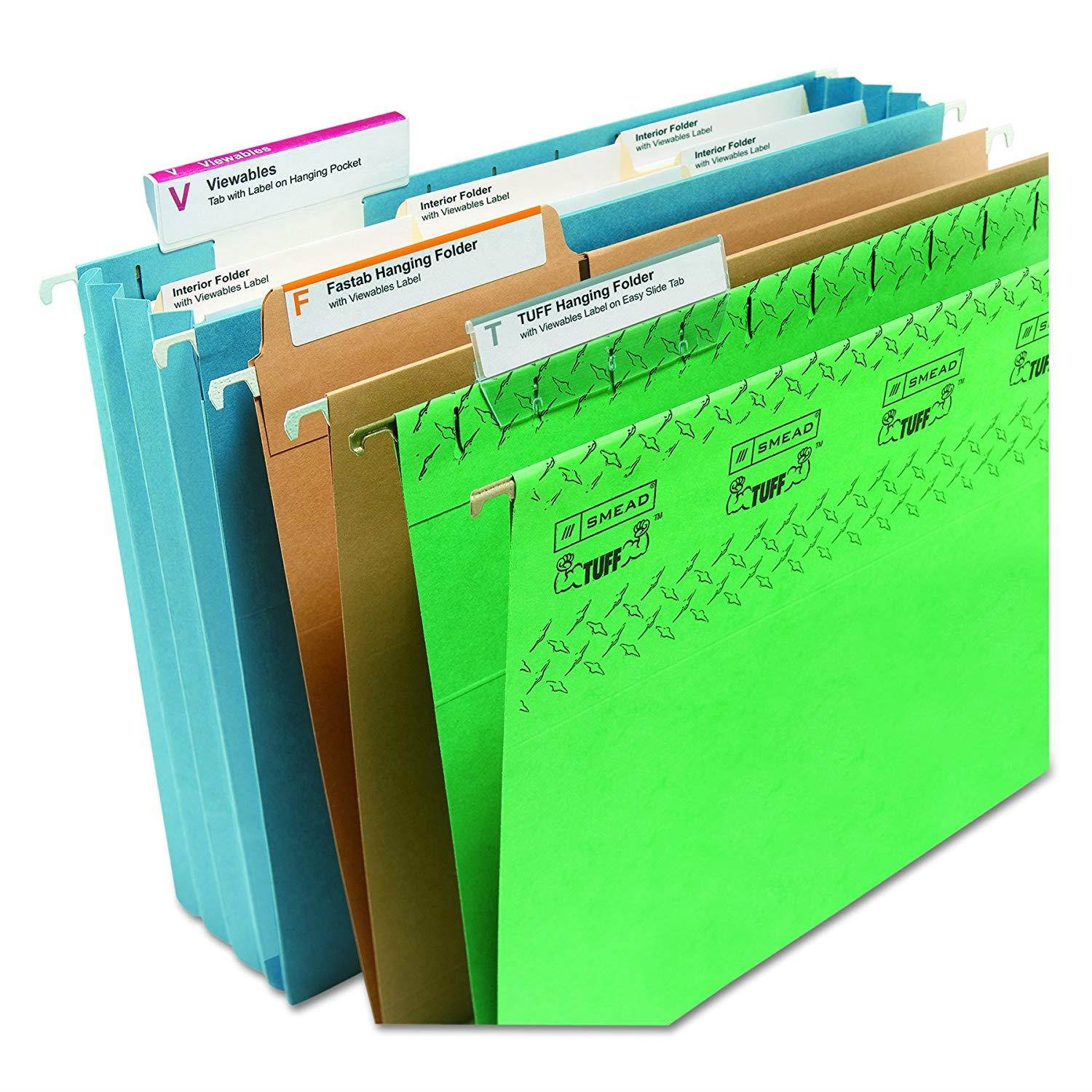 Smead 64910 Viewables Hanging Folder Tabs and Labels, Refill, 3 1/2 Inch, Assorted (Pack of 100)
