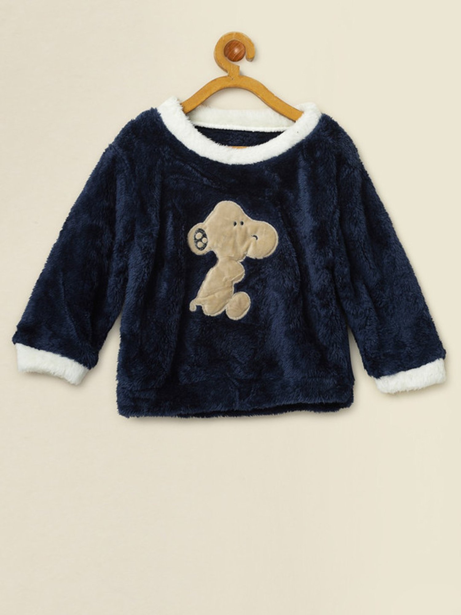 NEUDIS Girls Navy Solid Full Sleeves Sweatshirt with Trousers