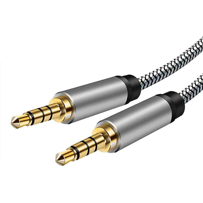 to Audio Cable 20Ft4 Pole HiFi Stereo Sound 35mm Aux Cable AdapterAuxiliary CableAux Cord Compatible All 35mmEnabled Devices for Car 20Ft Silver