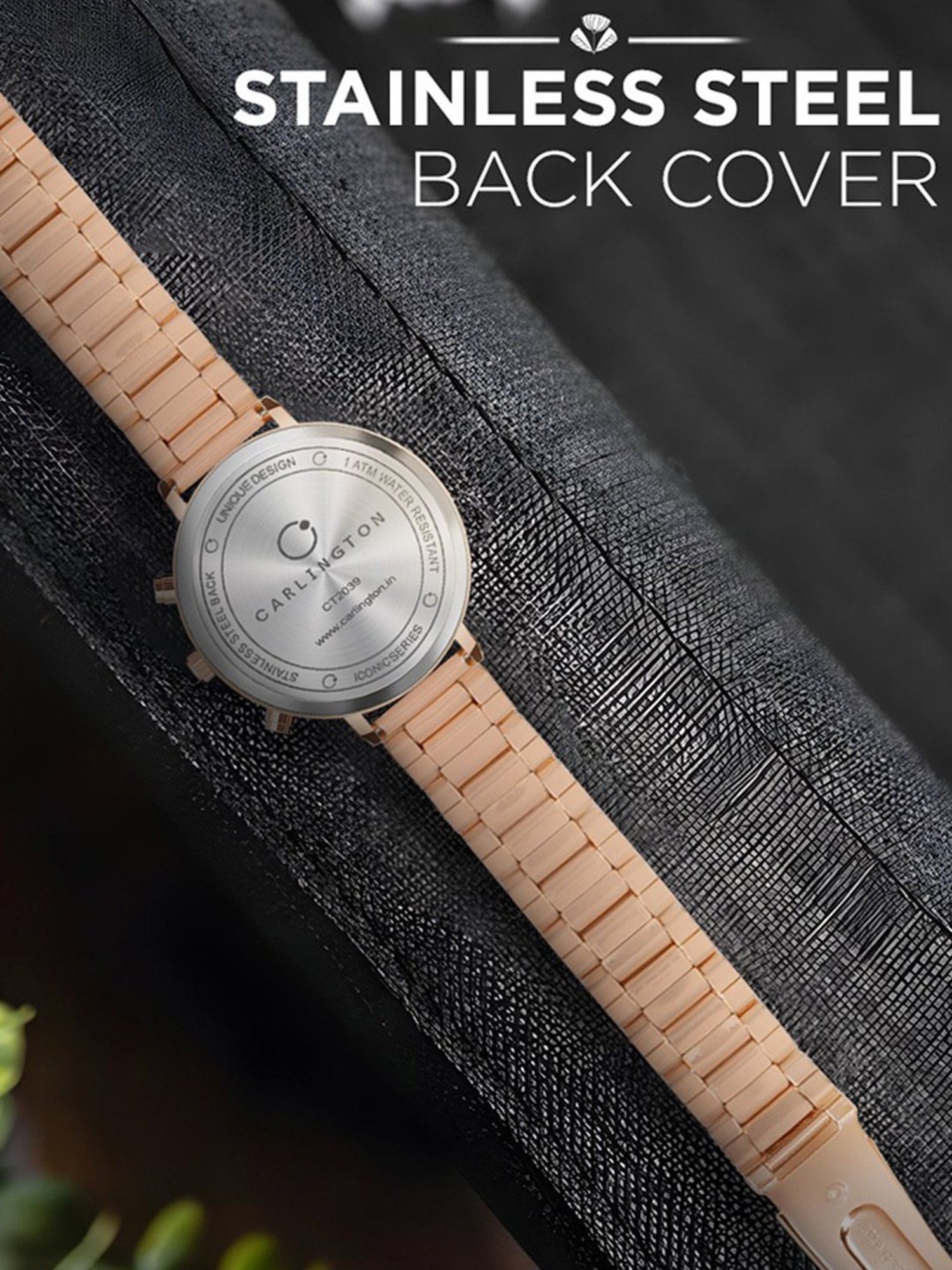 Carlington Iconic 2039 RoseBlack Chronograph Watch for Women