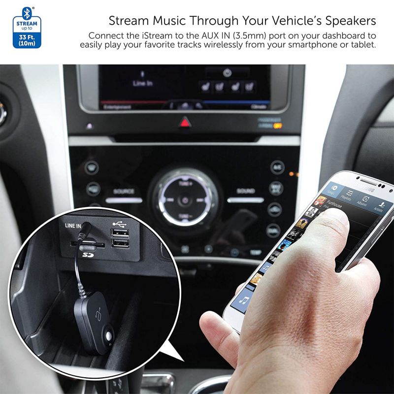 Aluratek AIS11F Bluetooth Receiver, Bluetooth Adapter, Hands-Free Car Kits, Mini Wireless Music Adapter for Home/Car Audio Stereo System