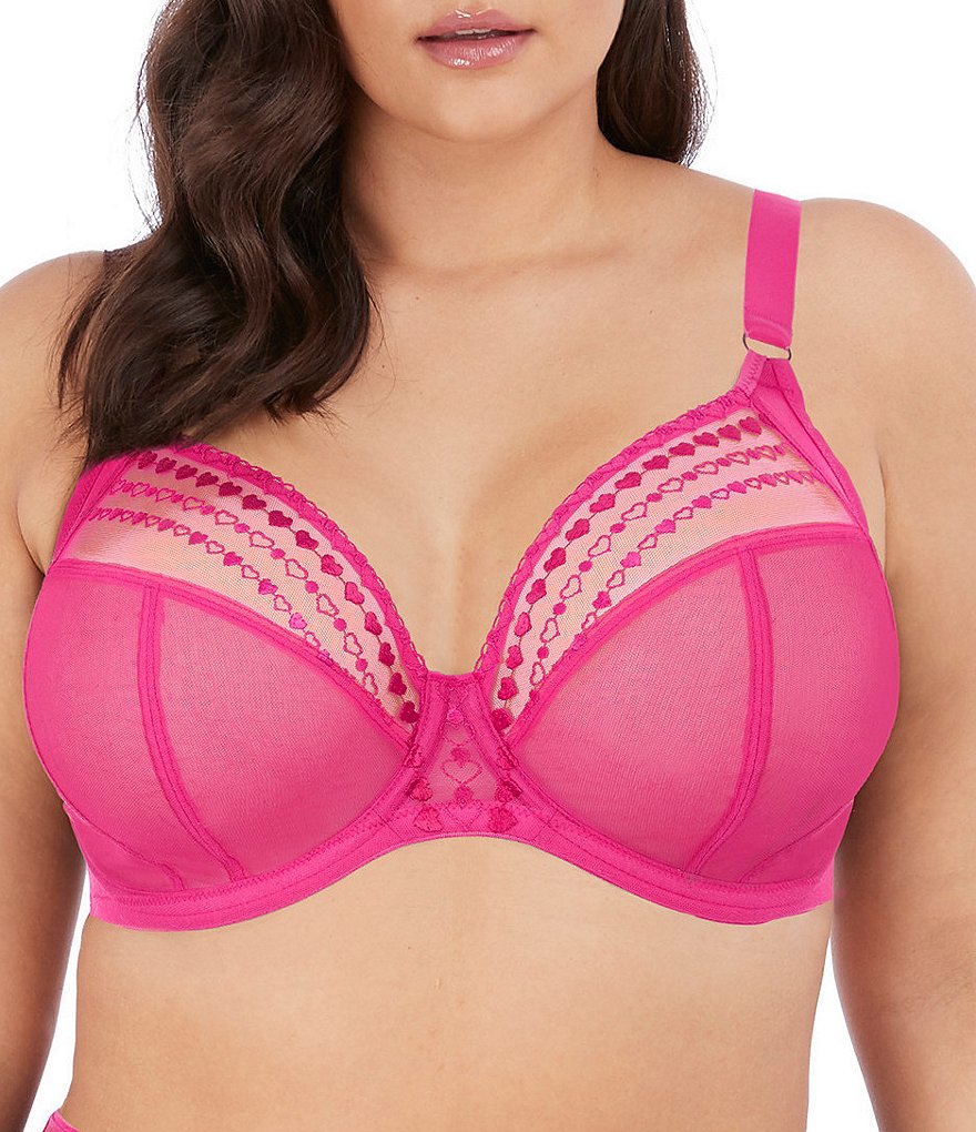 Elomi Plus Matilda Embroidered Sheer Plunge Convertible U-Back to Racerback Contour Wire Full-Busted Bra