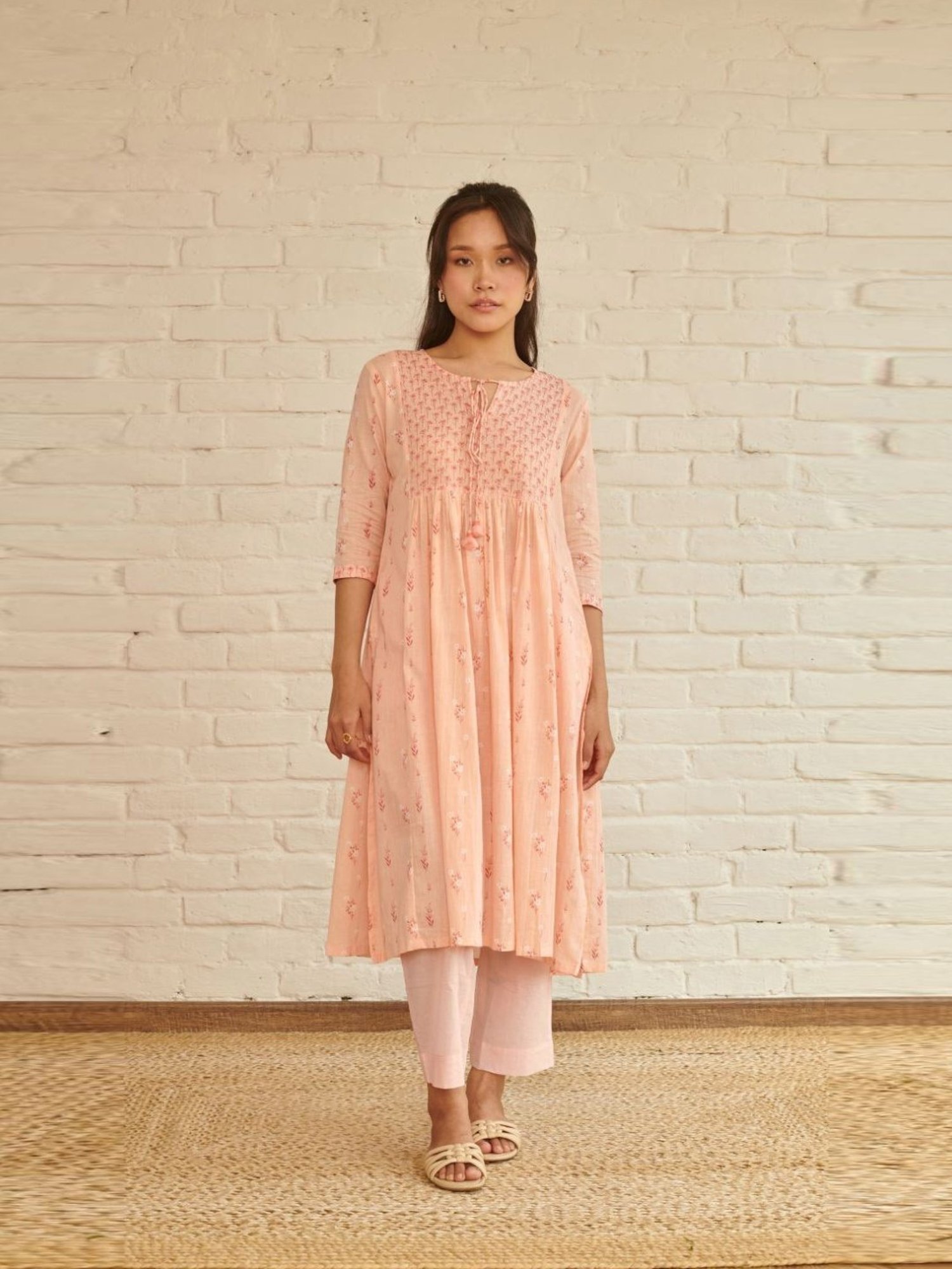 Prakriti Jaipur Peach Peony Kurta
