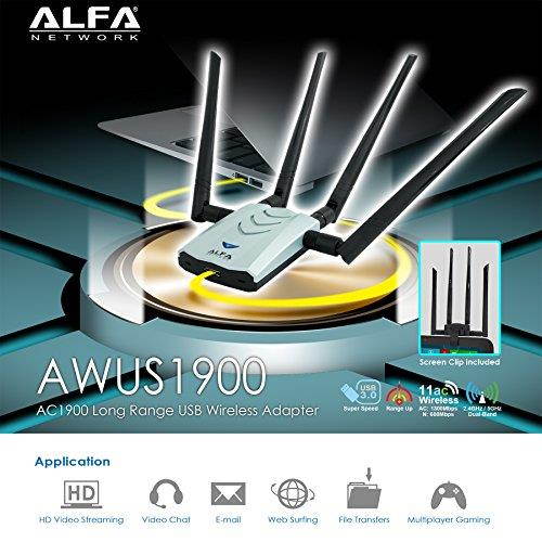 Alfa AWUS1900 802.11ac Dual band 2.4/5 Ghz Wi-Fi USB Adapter AC1900 1900Mbps