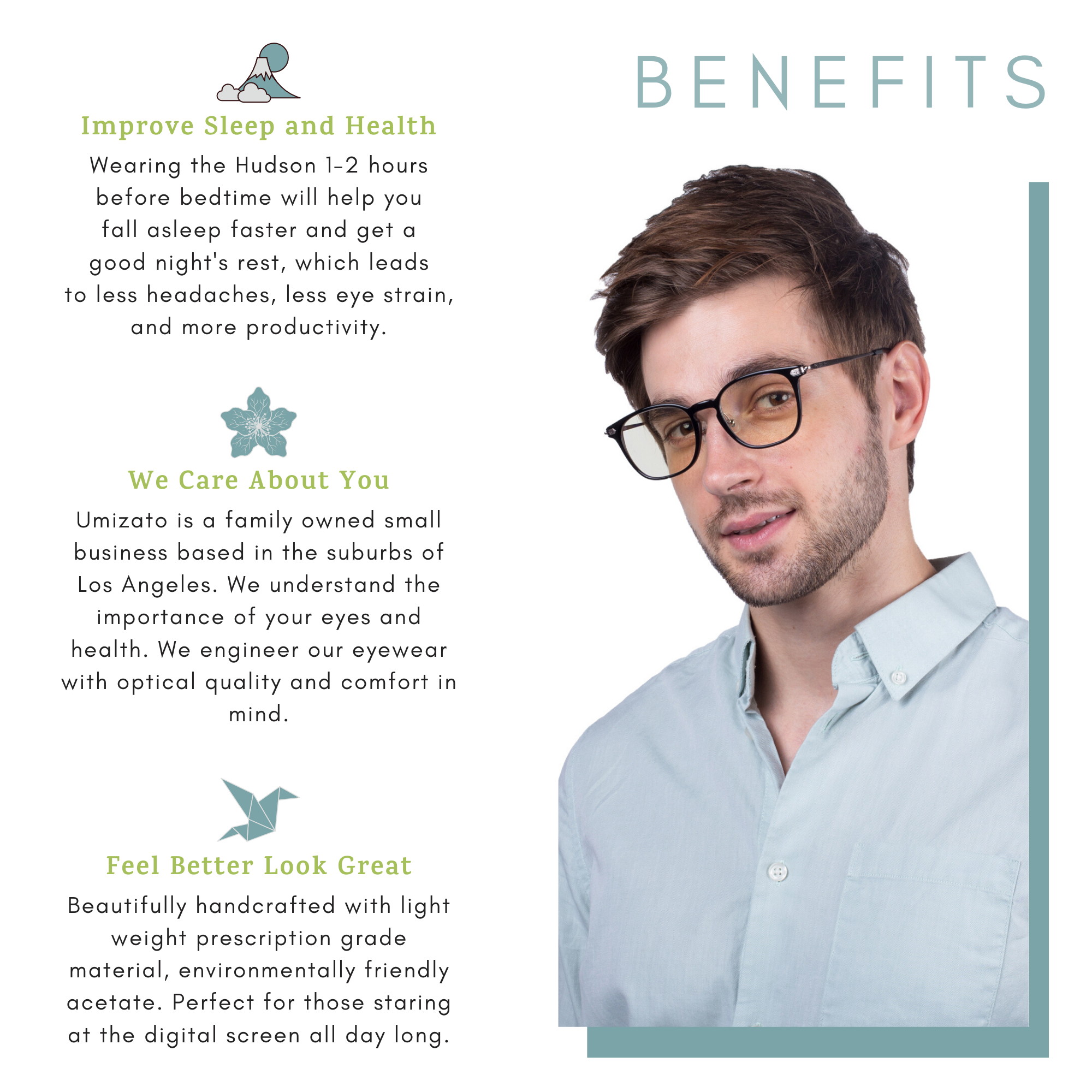 Umizato Titanium Blue Light Blocking Glasses for Men Women - Designer Vintage Gaming Computer Glasses Men, Nosepads, Eye Strain, Anti Screen Filter, UV Blocker Bluelight Protection (HUDSON)