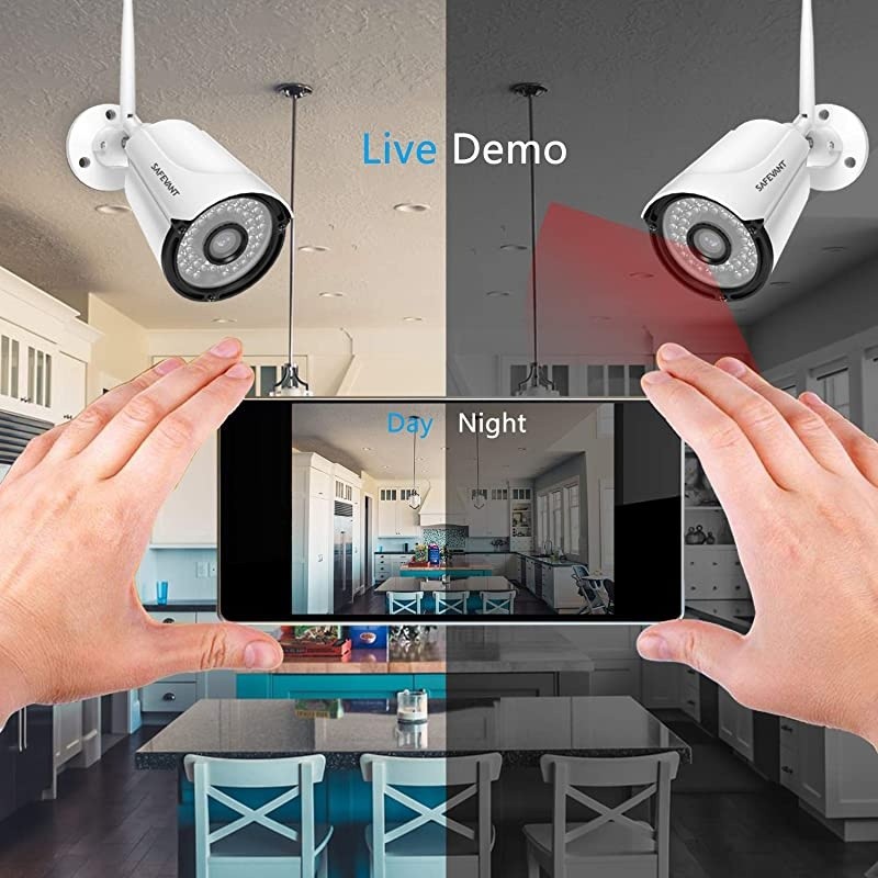 1080P Wireless Security Camera System, 8 Channel Wireless NVR Systems 4PCS 1080P Outdoor Indoor Home Surveillance IP Cameras Night Vision Motion Detection, 1TB Hard Drive Pre-Installed