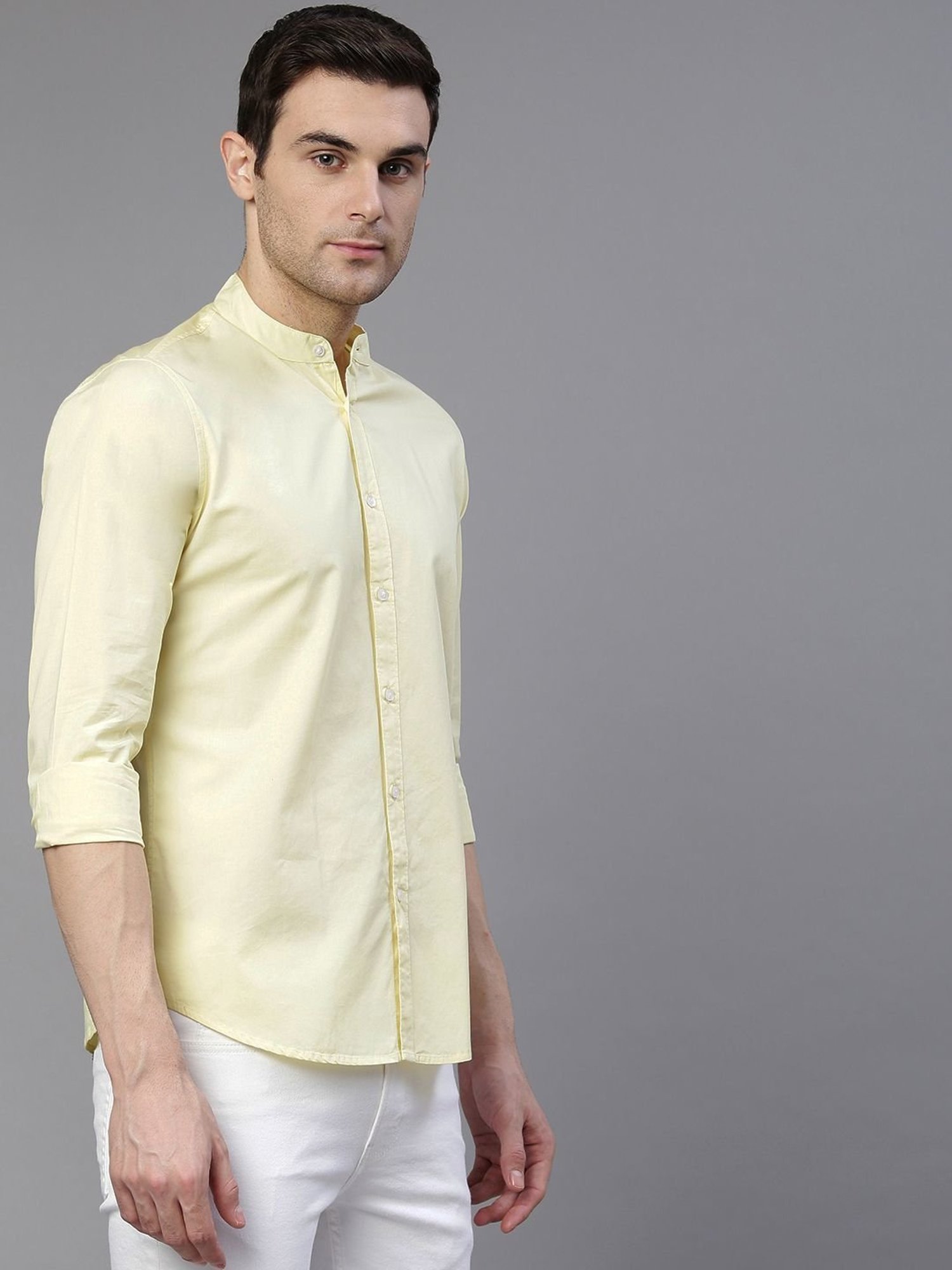 Dennis Lingo Lemon Cotton Slim Fit Shirt