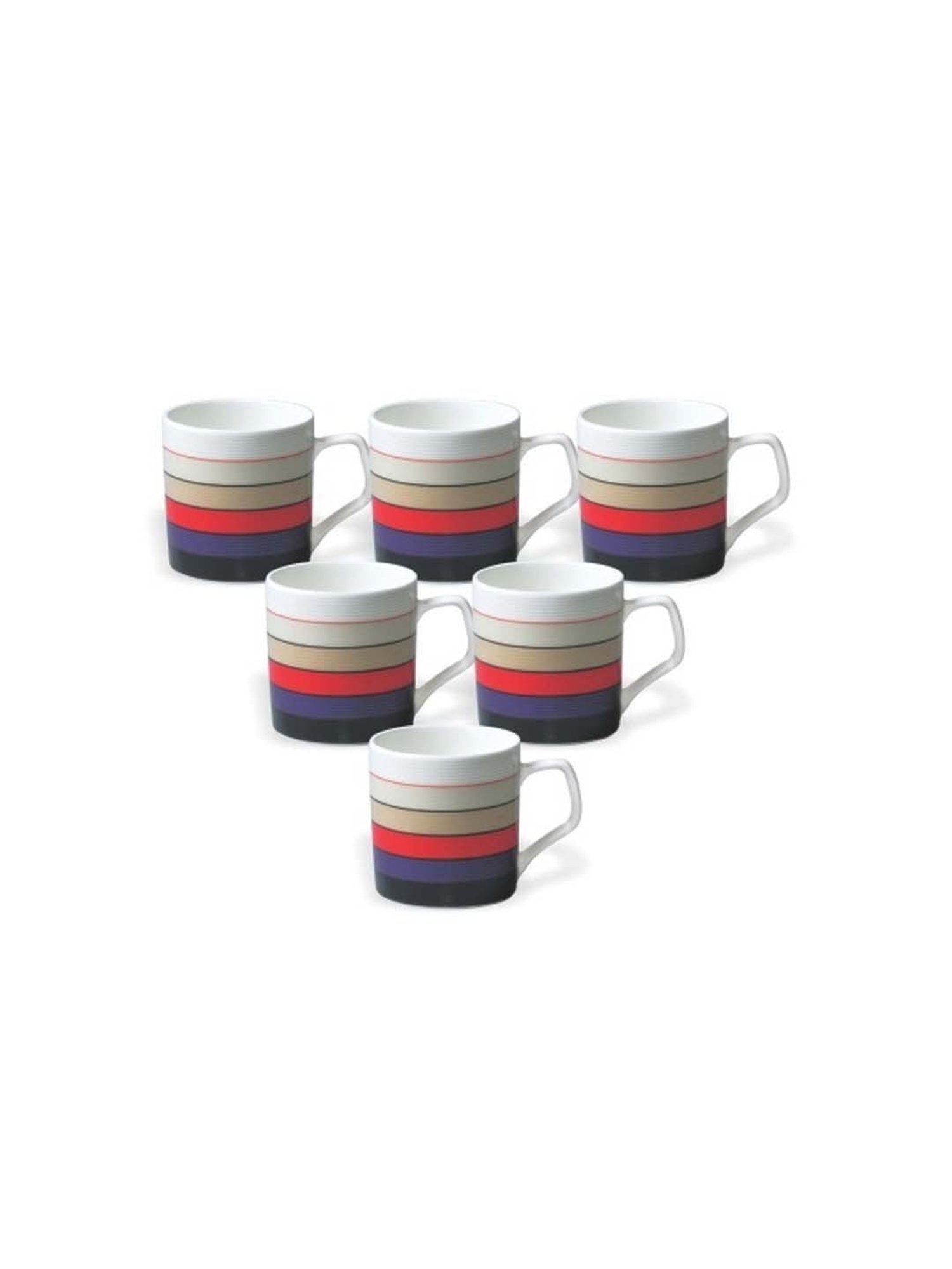 Clay Craft Multicolor Fine Ceramic Coffee & Tea Mugs (170 ml) - Set of 6