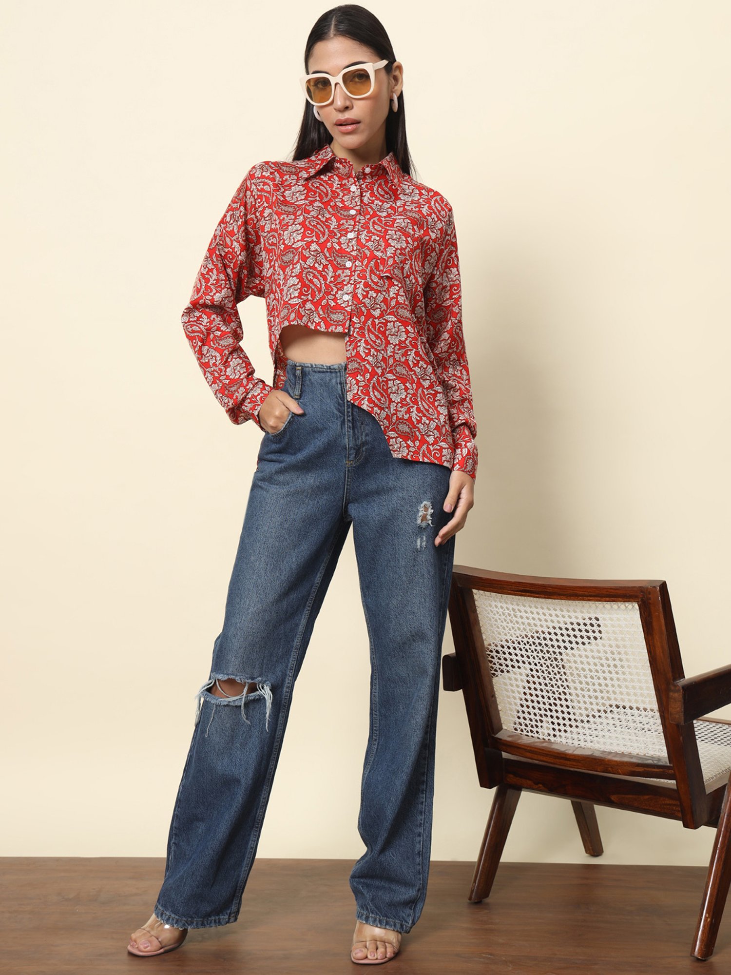 Trend Arrest Red Printed Shirt