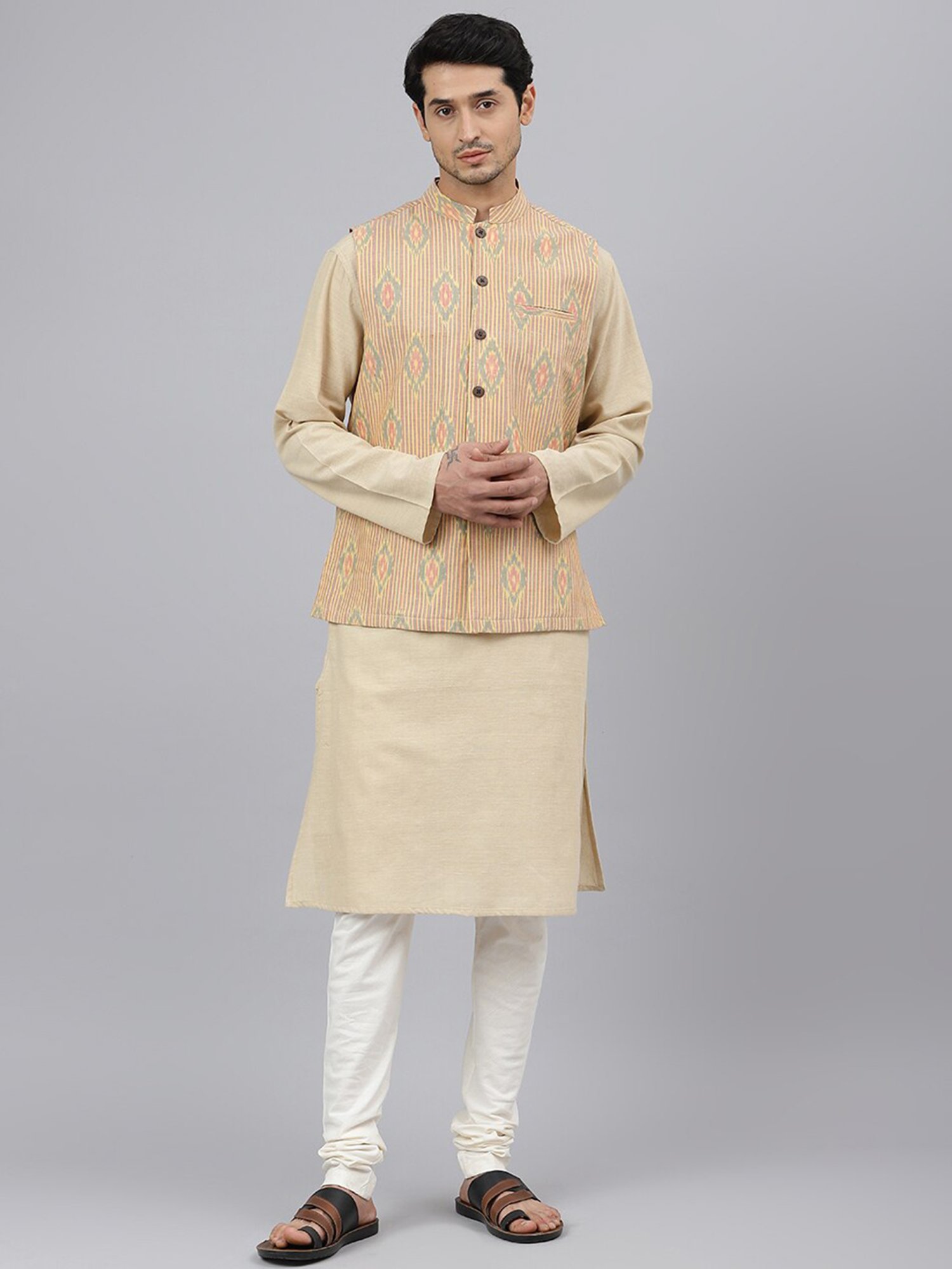 Fabindia Multicolor Regular Fit Printed Cotton Nehru Jacket