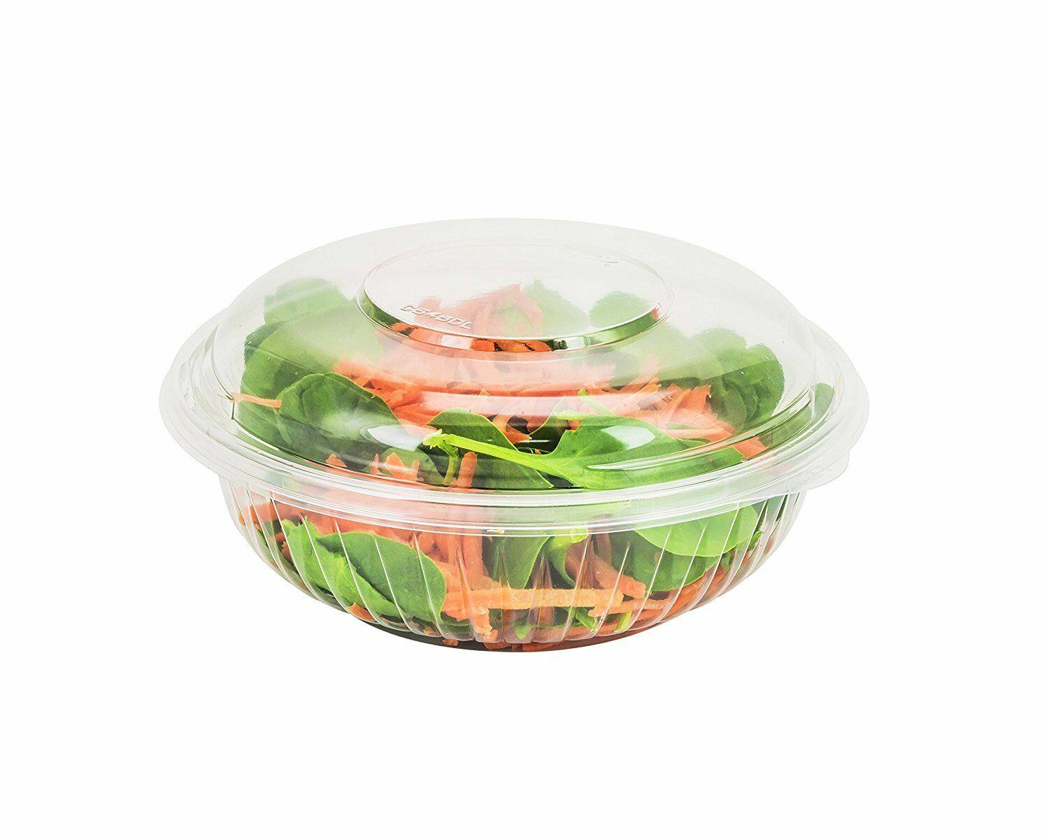 Dart C24BCD, 24 Oz Clear Plastic Salad Bowl with Clear Dome Lid, (50)