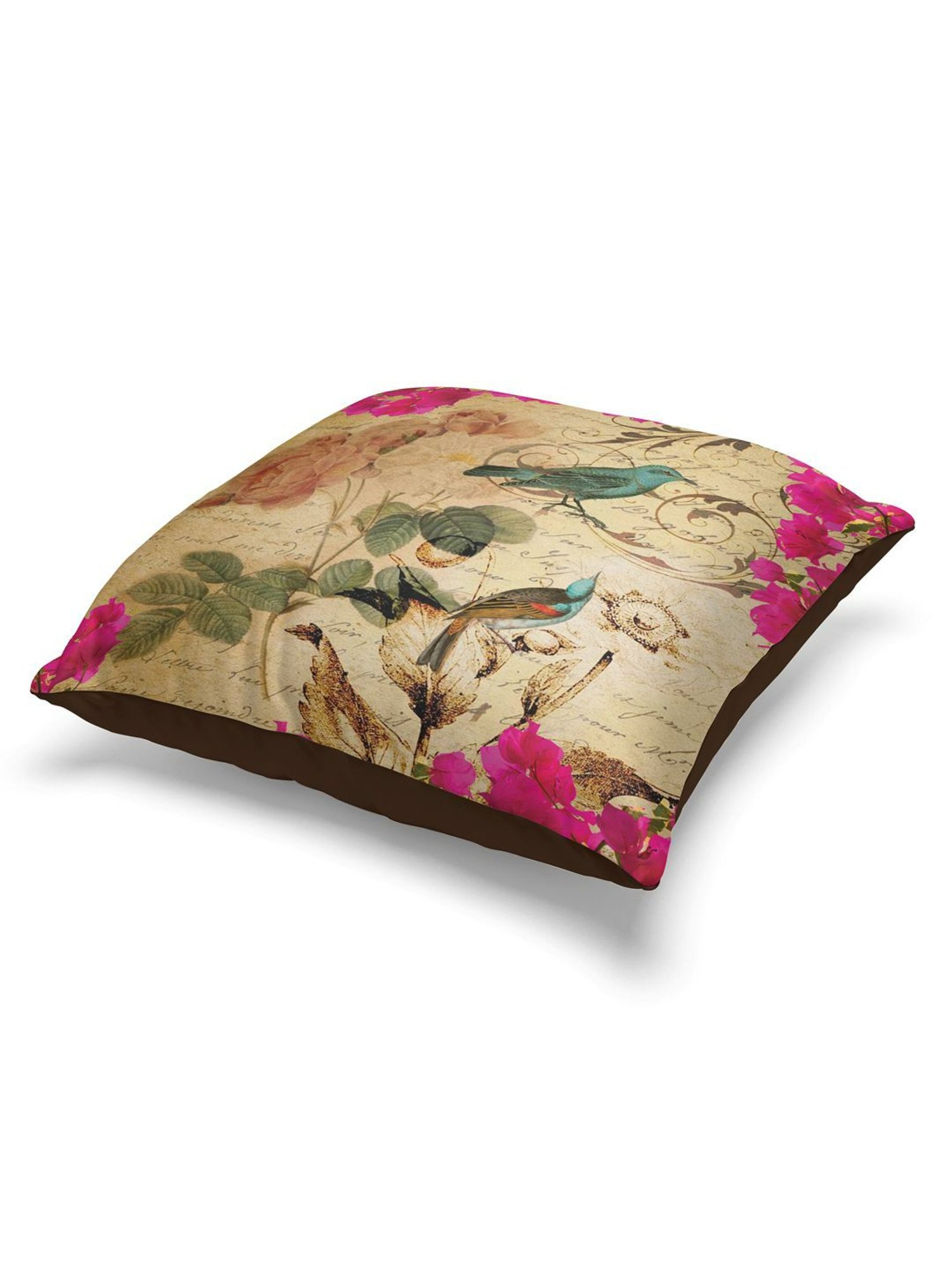 Bianca Beige & Pink Digitally Printed Cushion Cover - Set Of 5